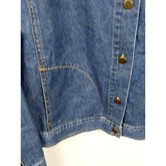 Vintage Timberlea Blue Denim Button Up Shirt Jacket Embroidered Leafs SIZE L/G - Picture 5 of 12